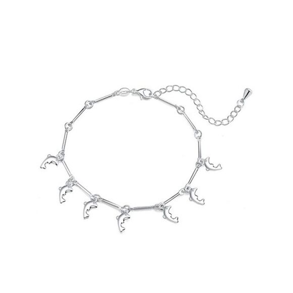 Sterling Silver Plated Dangling Noble Dolphin Charm Bracelet - Picture 3 of 3